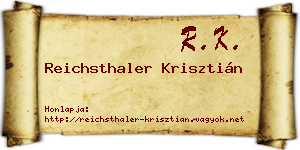 Reichsthaler Krisztián névjegykártya
